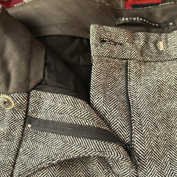 Y2K Medium Rise Wide Leg Wool Herringbone Pants 8 - Picture 7 of 12